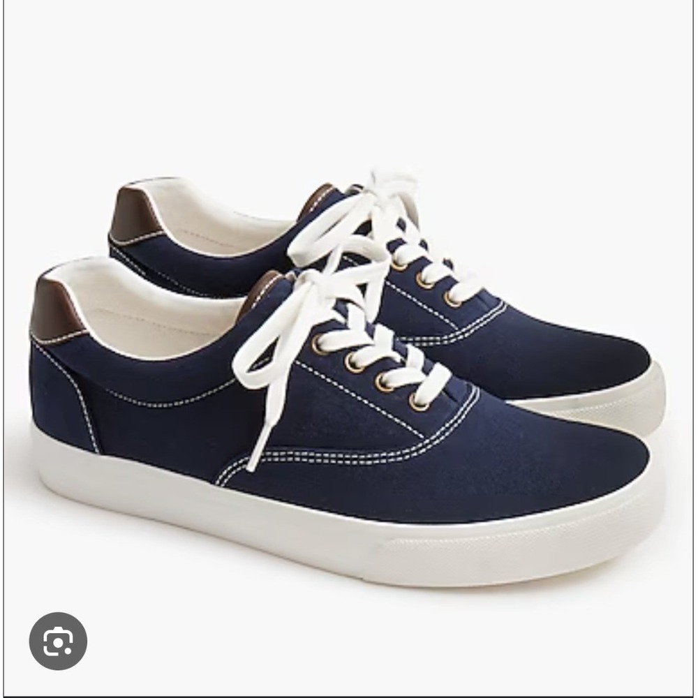 J.Crew Canvas Sneakers Navy Blue Lace Up‎ Men's Casual Shoes NEW! Size 8